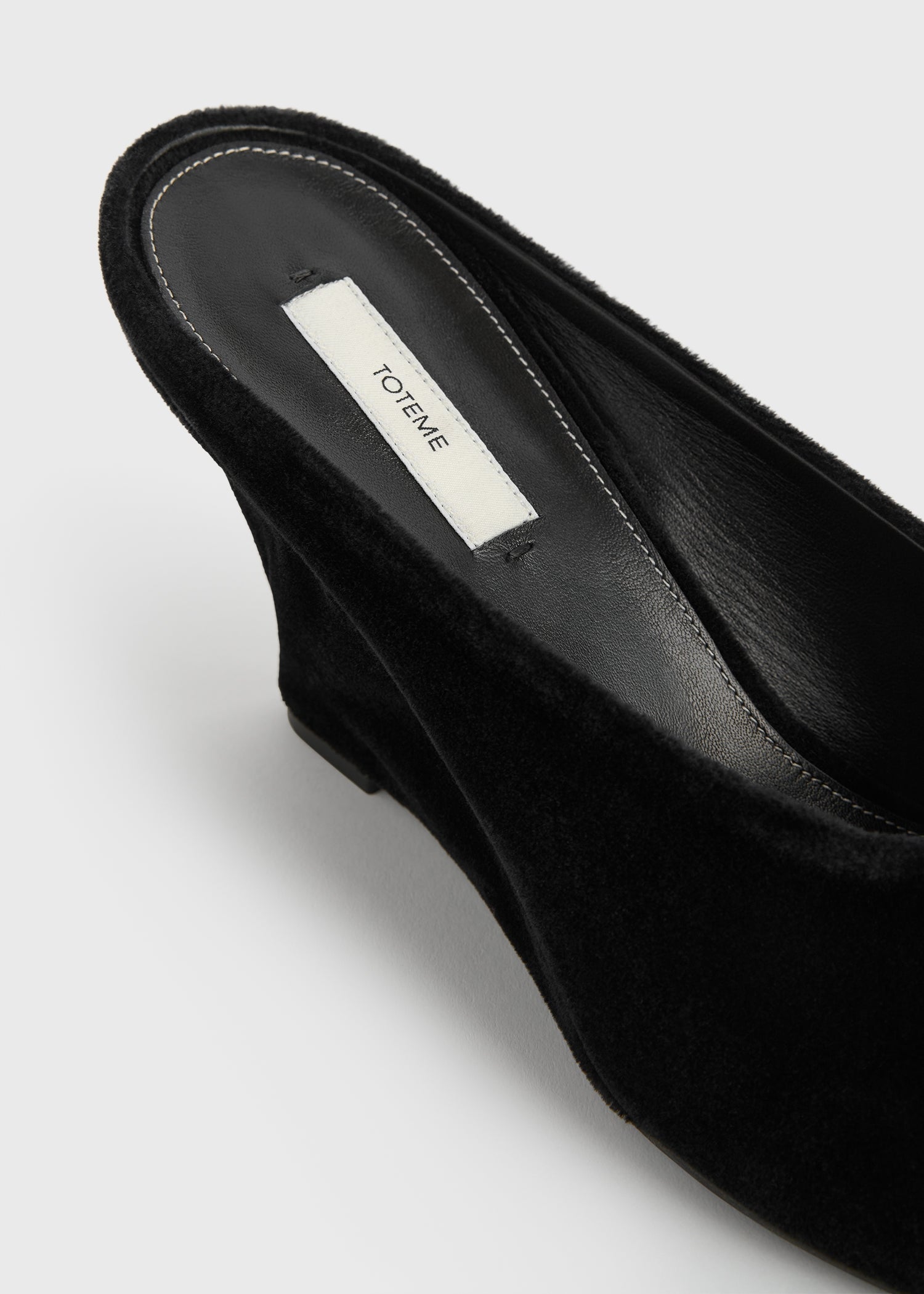 Peep-toe velvet wedge mules black TOTEME Peep-toe velvet wedge mules black TOTEME