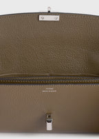 T-lock grained-leather wallet dark taupe