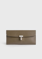 T-lock grained-leather wallet dark taupe
