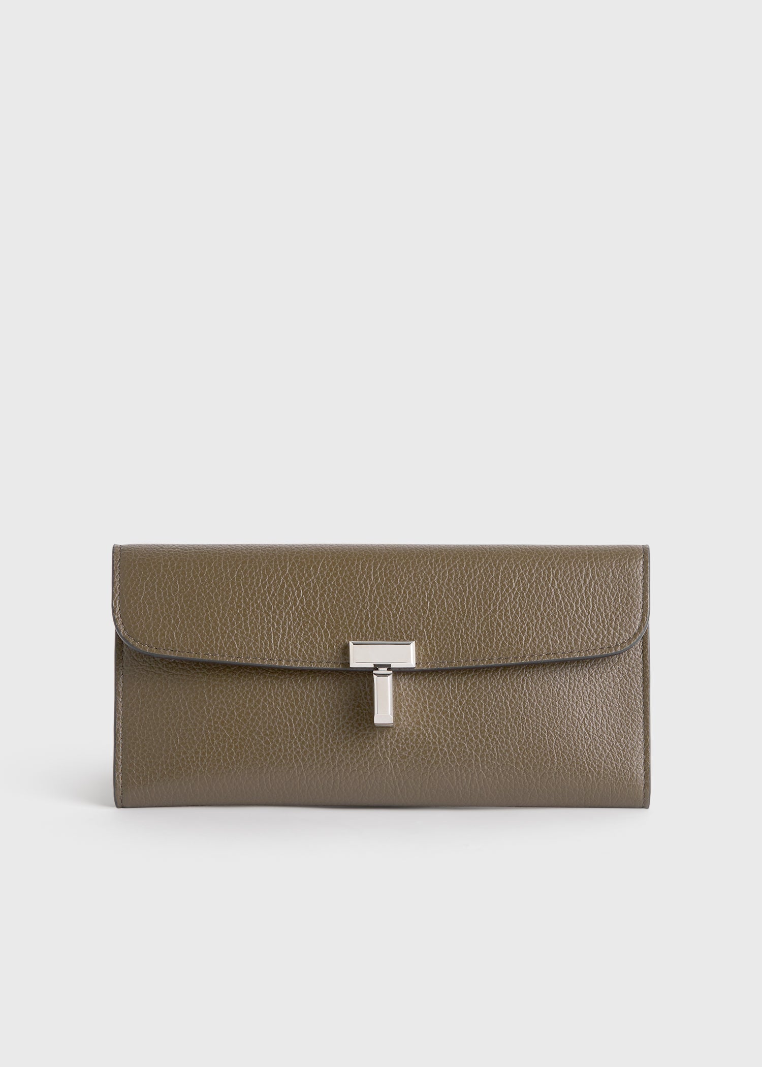 T-lock grained-leather wallet dark taupe