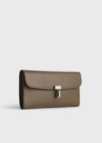 T-lock grained-leather wallet dark taupe