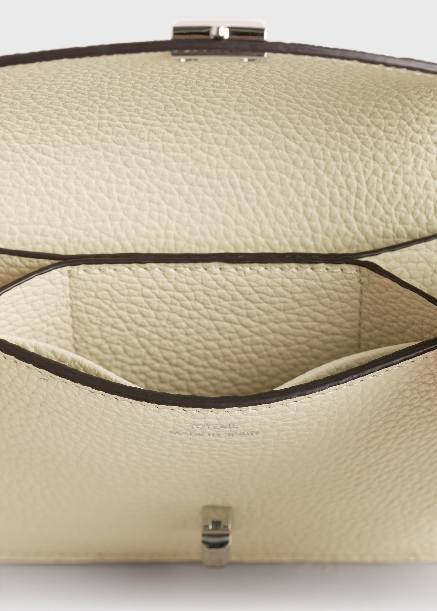 T-lock grained-leather cardholder milk