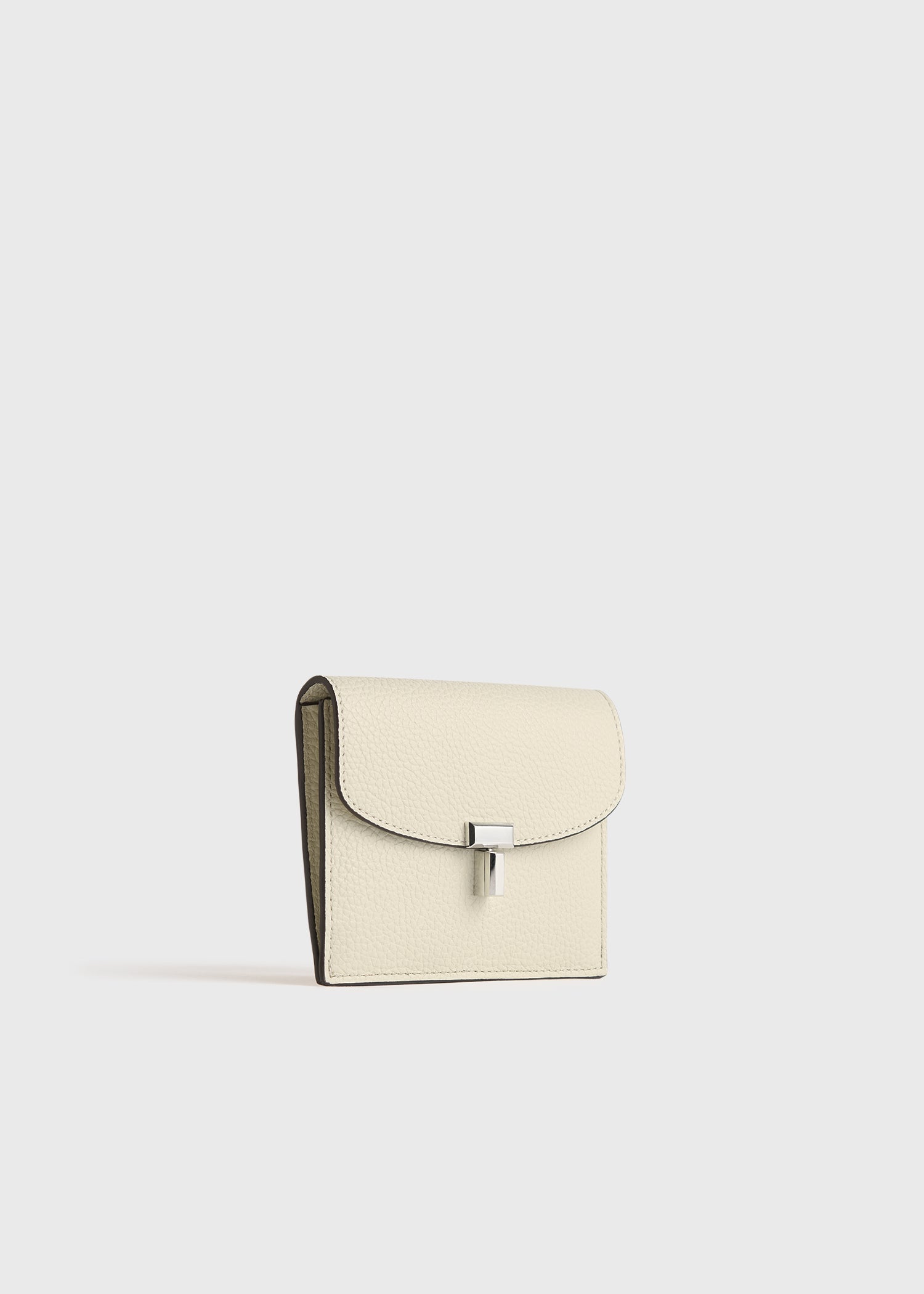 T-lock grained-leather cardholder milk