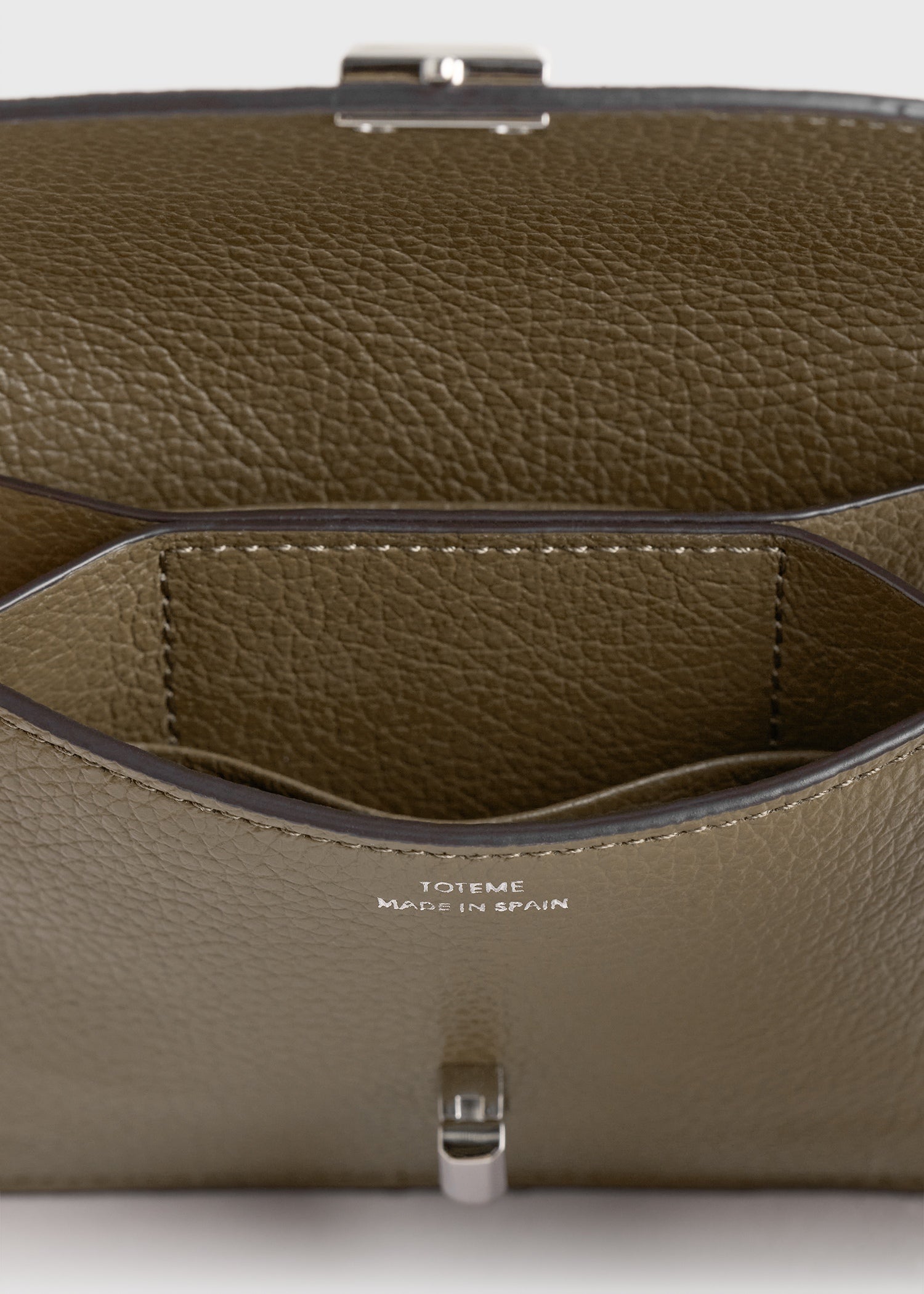 T-lock grained-leather cardholder dark taupe