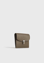 T-lock grained-leather cardholder dark taupe