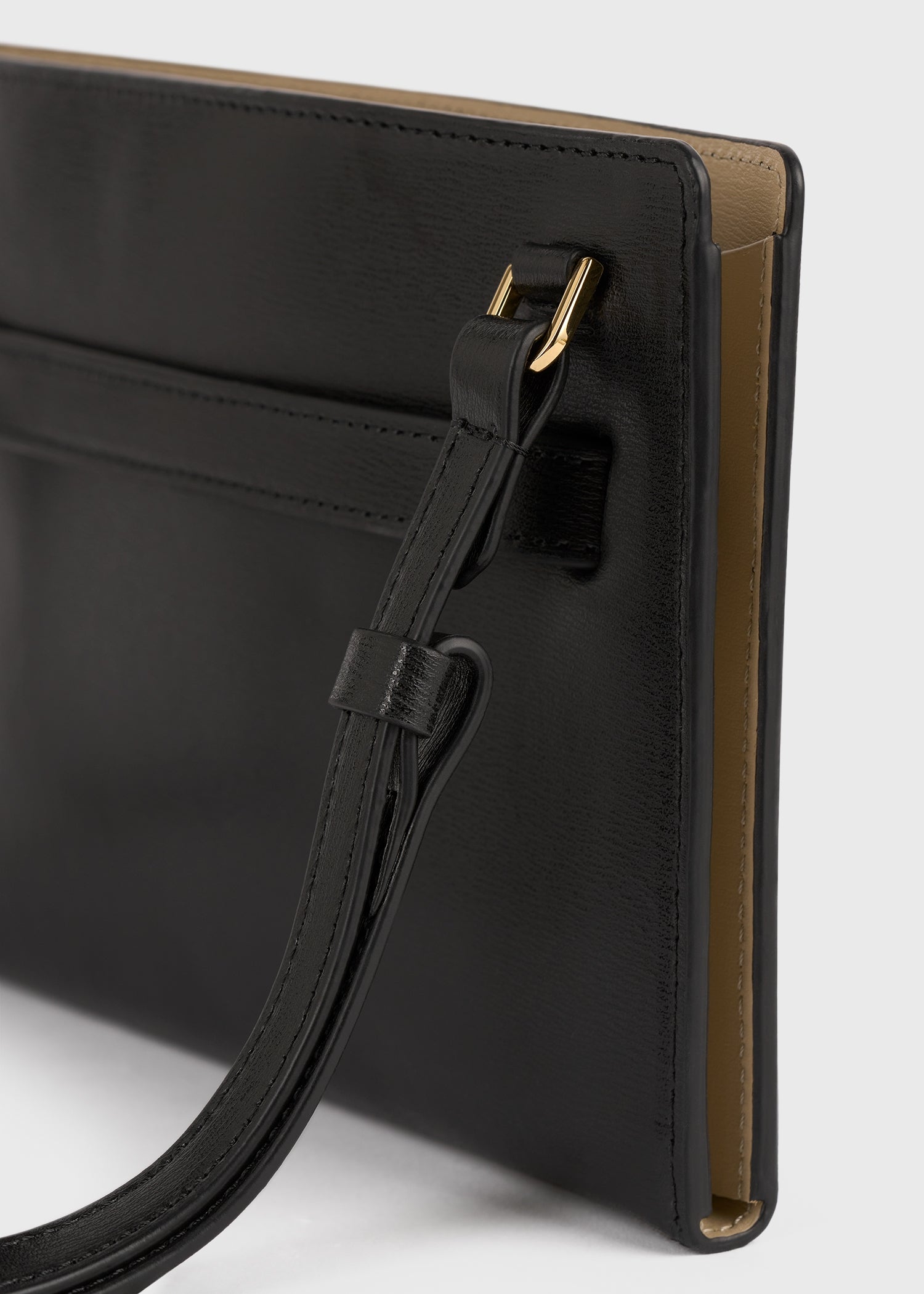Belted leather crossbody black