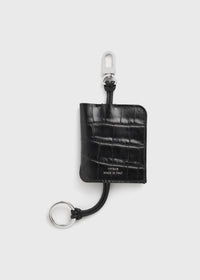 Croco-embossed keyring black