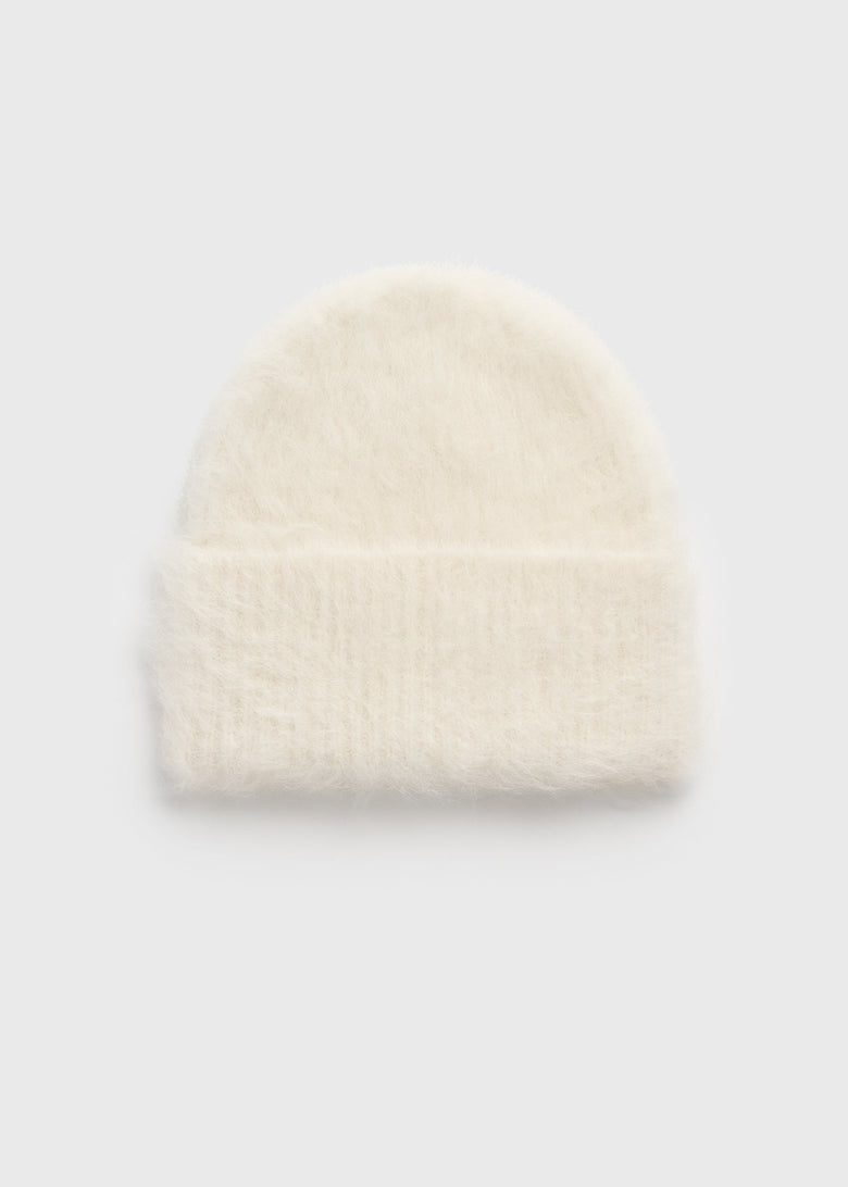 Alpaca knit beanie ecru