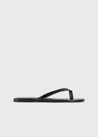 Croco-embossed flip flops black