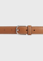 Slim grained-leather trouser belt tan