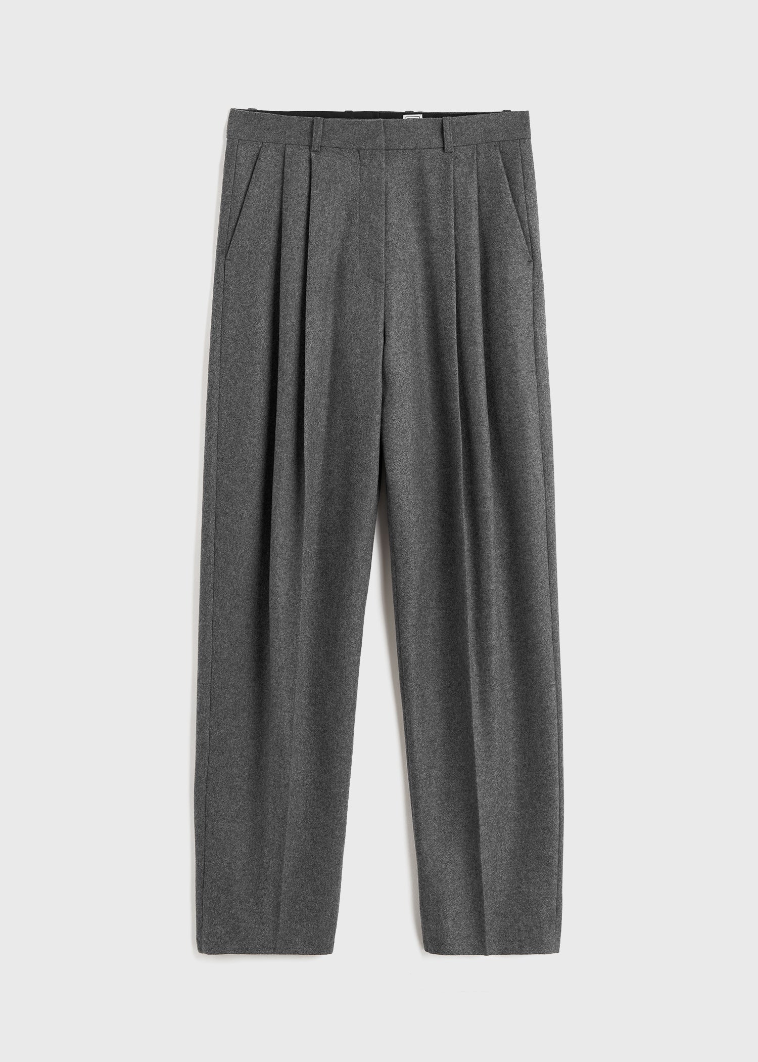 Double-pleated tailored trousers grey melange – TOTEME 