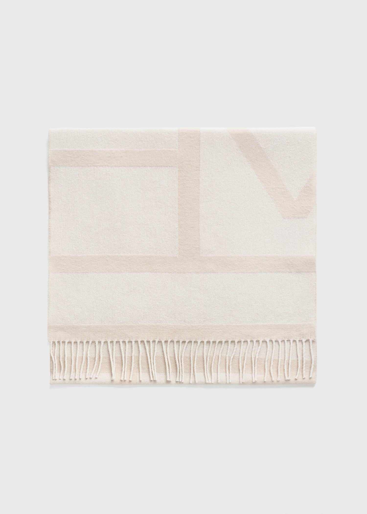 Monogram jacquard wool scarf eggnog from Toteme - $160