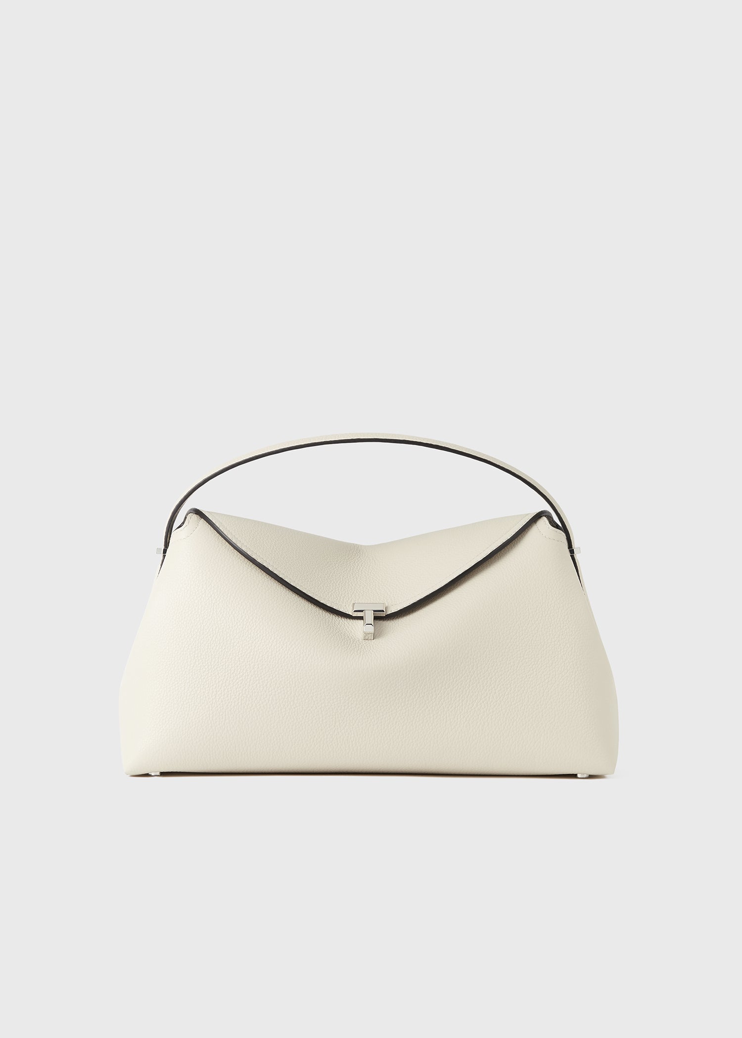 T-lock grained-leather top handle milk