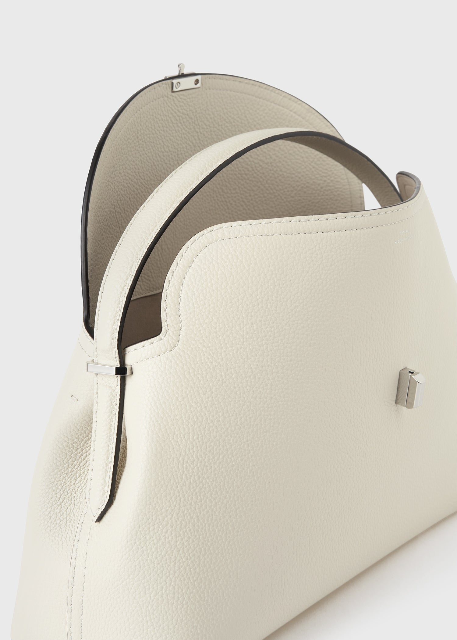 T-lock grained-leather top handle milk