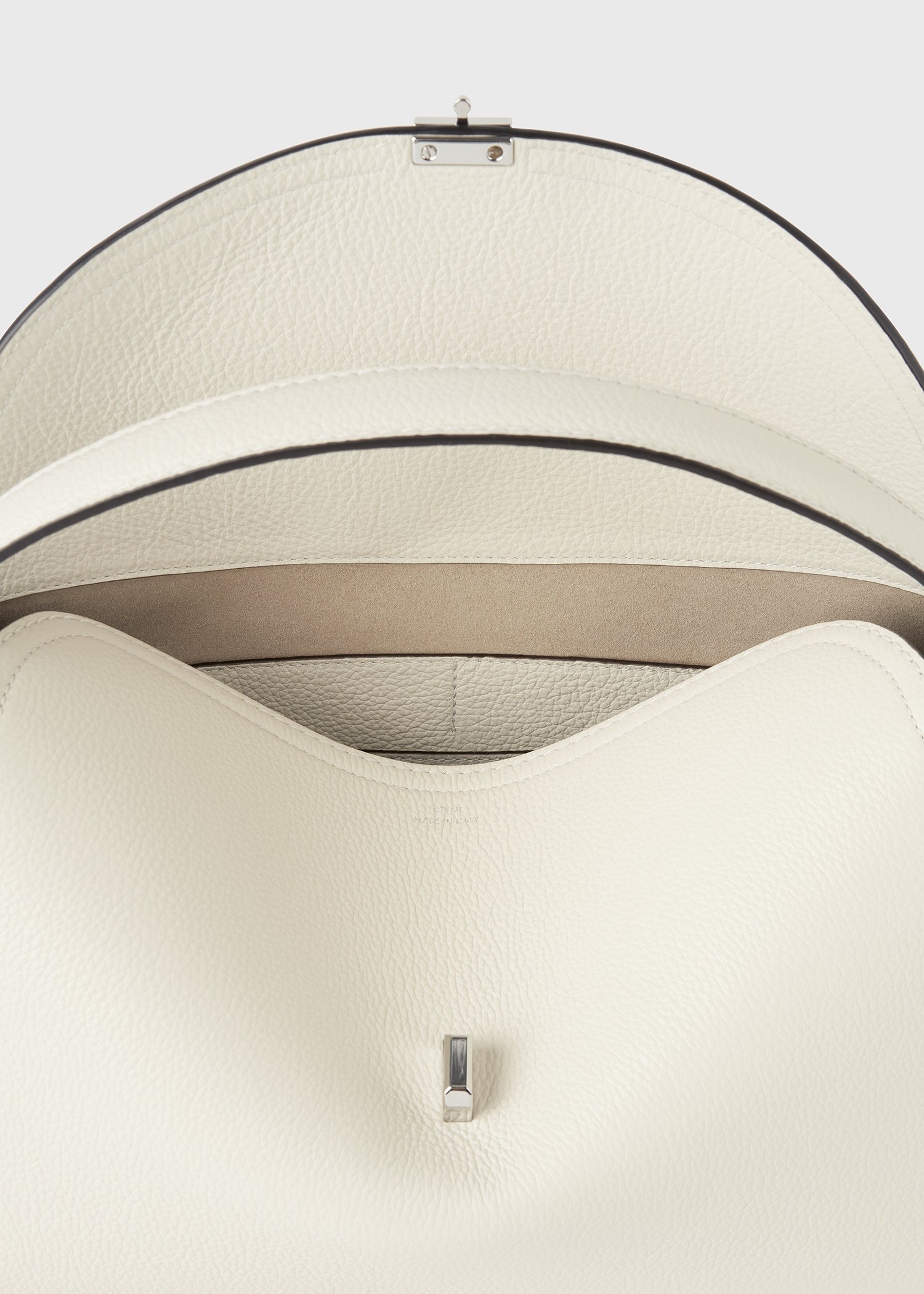 T-lock grained-leather top handle milk