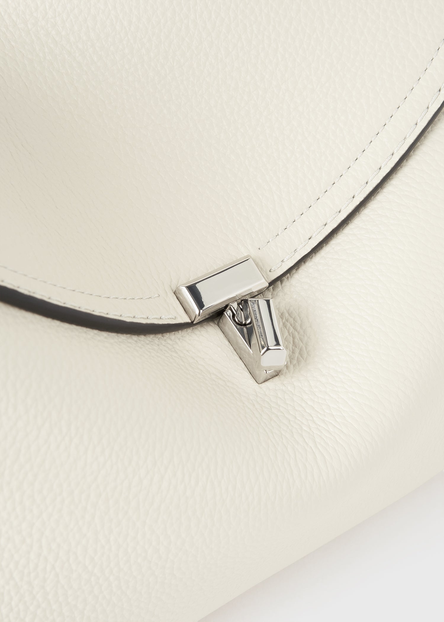 T-lock grained-leather top handle milk