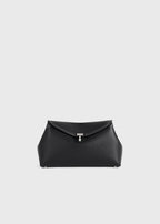 T-lock grained-leather clutch black