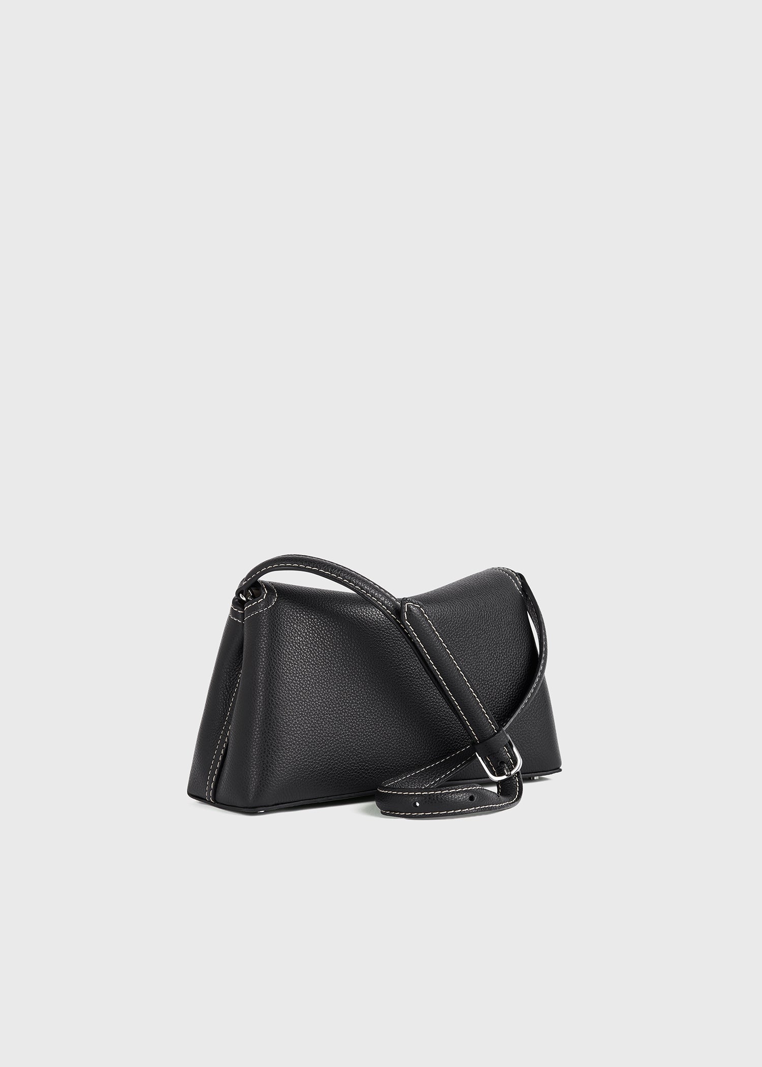 T-lock grained-leather clutch black