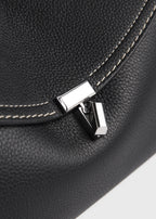 T-lock grained-leather clutch black