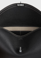 T-lock grained-leather clutch black