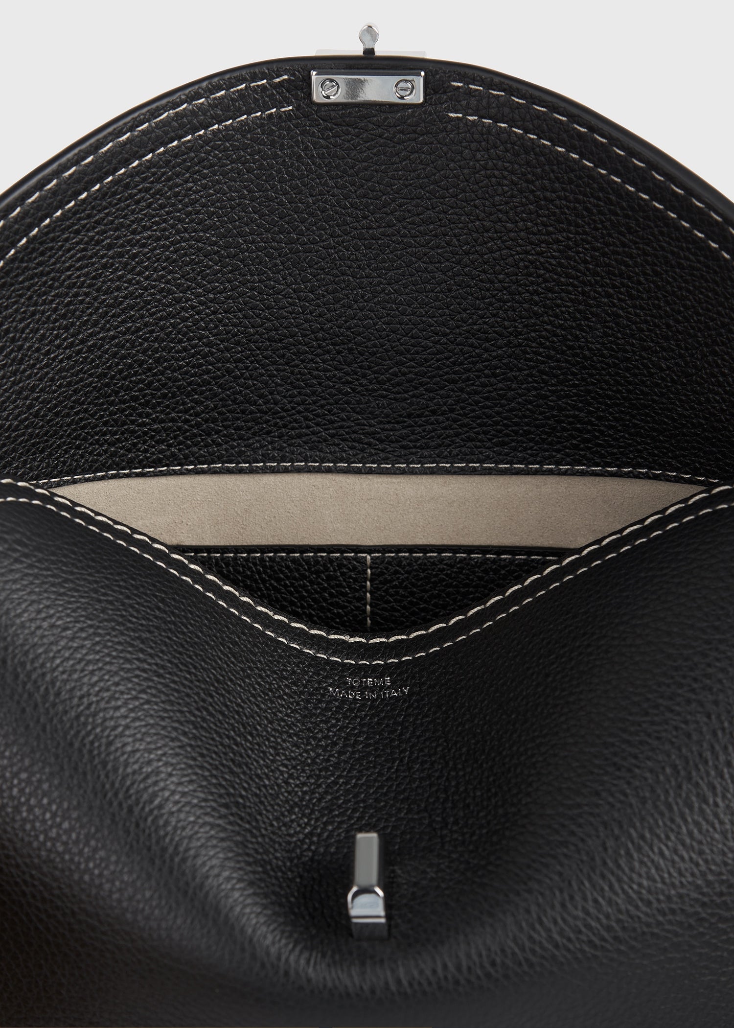 T-lock grained-leather clutch black