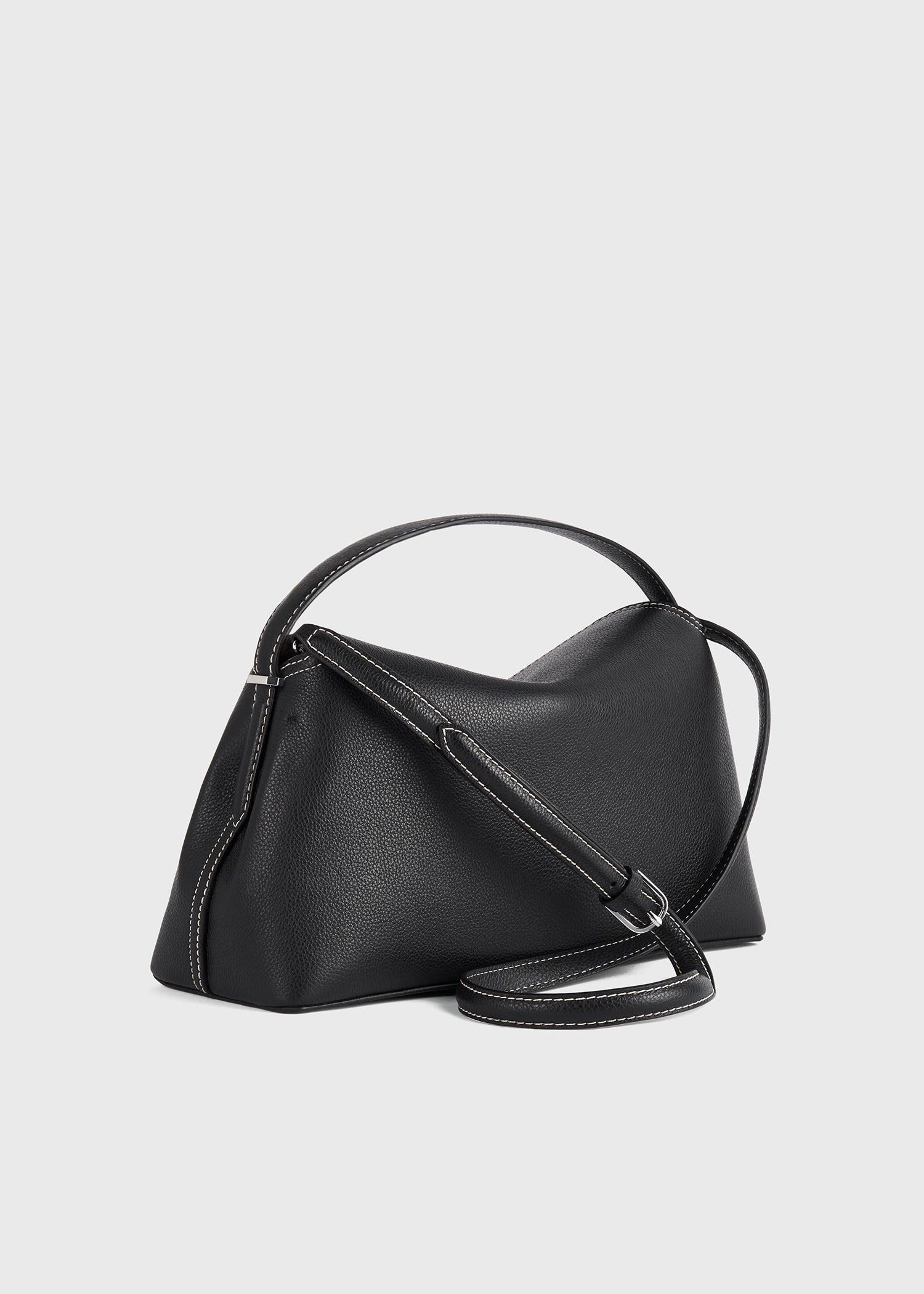 T-lock grained-leather top handle black