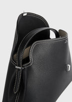 T-lock grained-leather top handle black