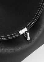 T-lock grained-leather top handle black