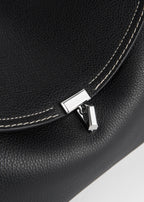 T-lock grained-leather top handle black