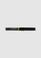 Slim croco-embossed trouser belt black