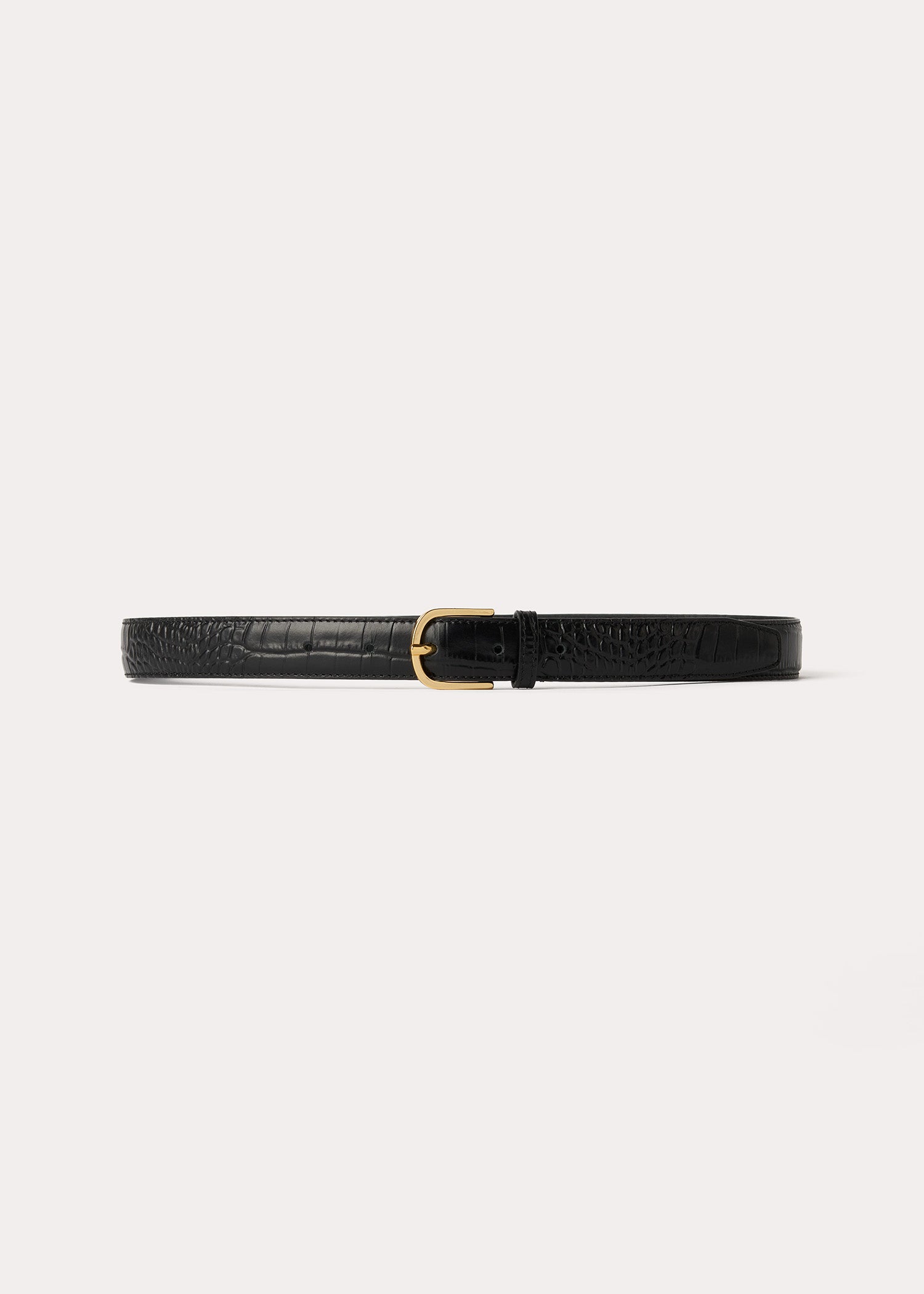 Slim croco-embossed trouser belt black