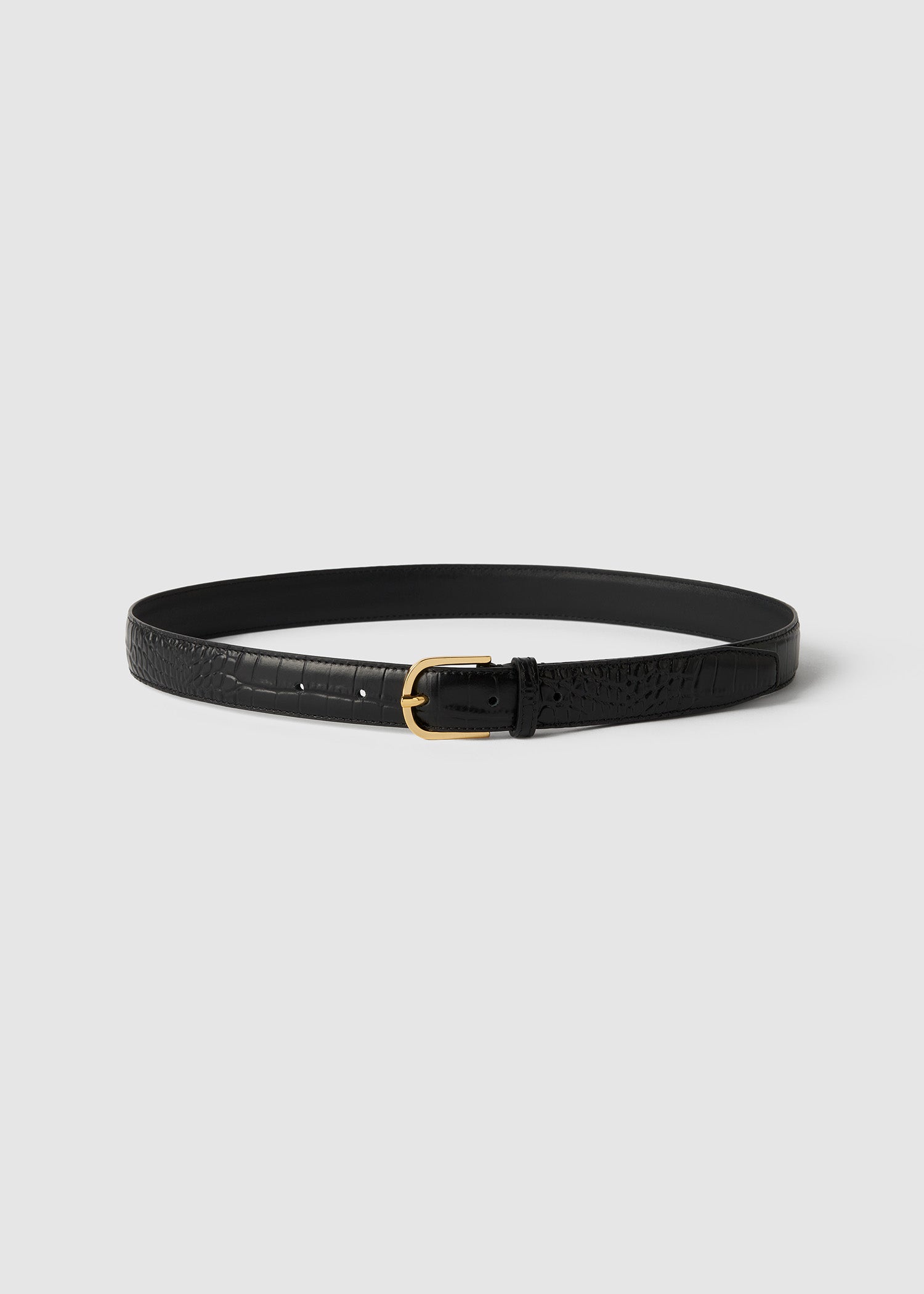 Slim croco-embossed trouser belt black