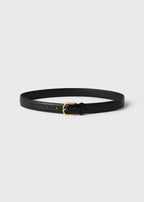 Slim croco-embossed trouser belt black