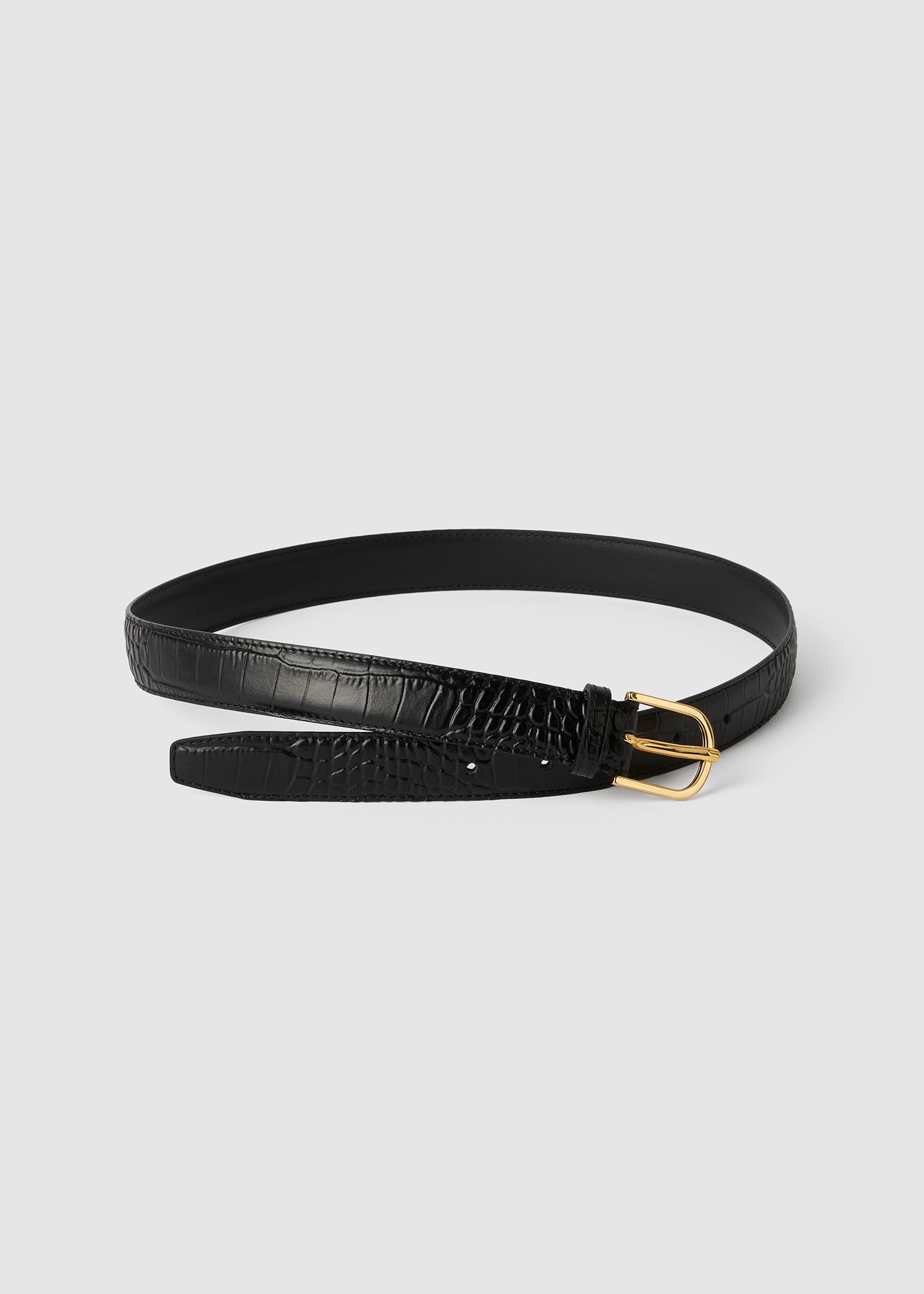 Slim croco-embossed belt black – TOTEME