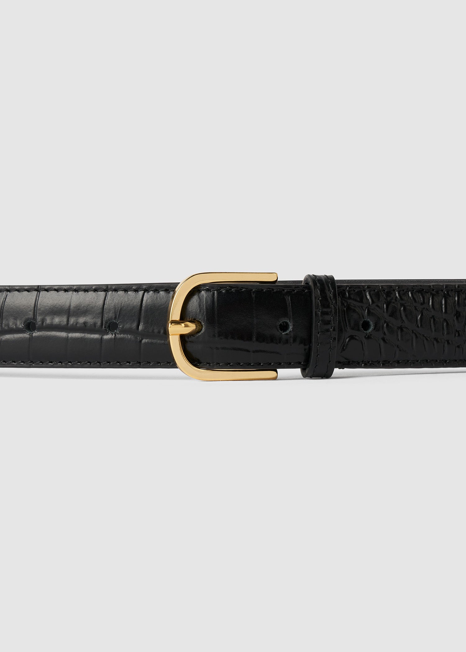 Slim croco-embossed trouser belt black – TOTEME