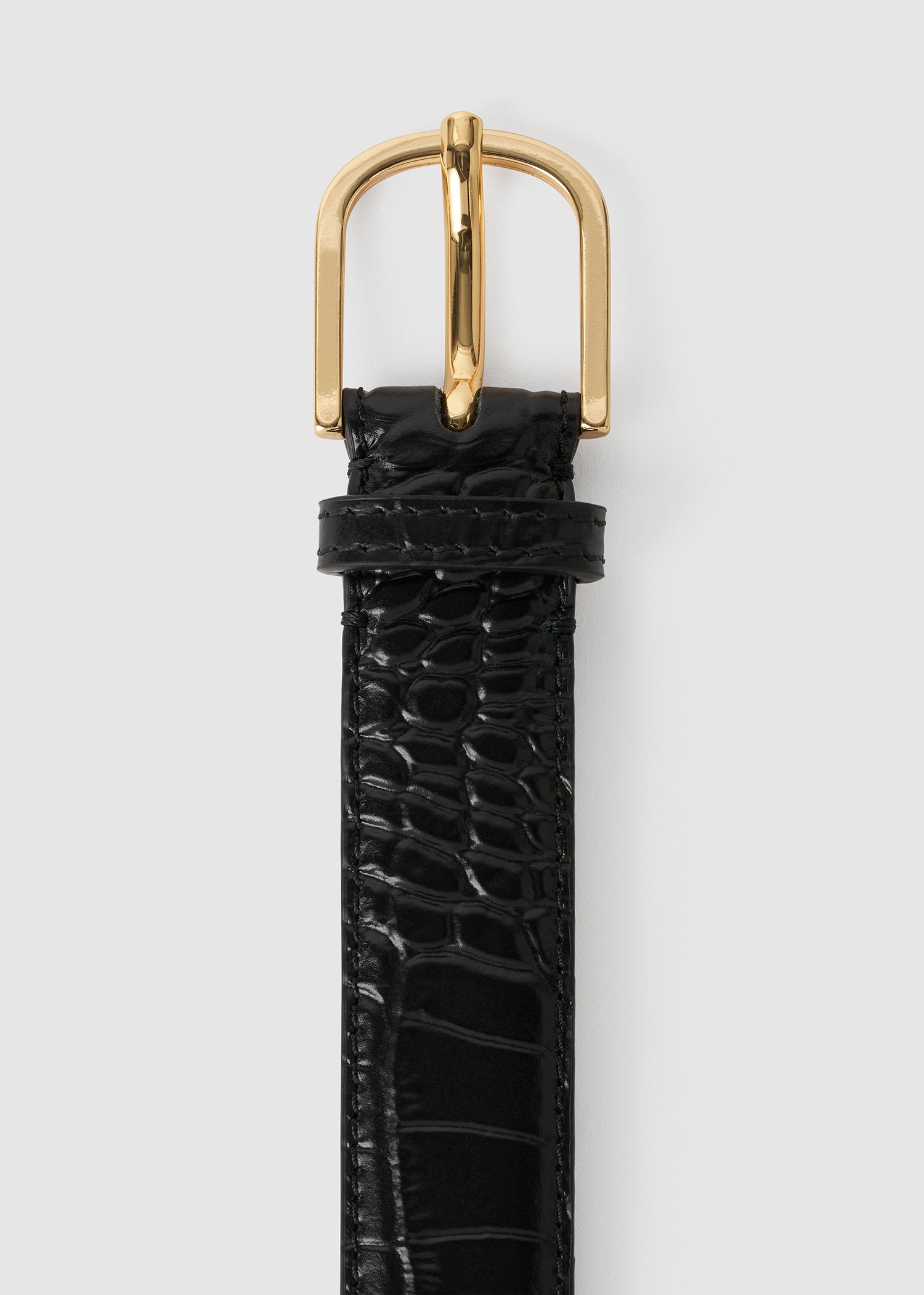 Slim croco-embossed trouser belt black