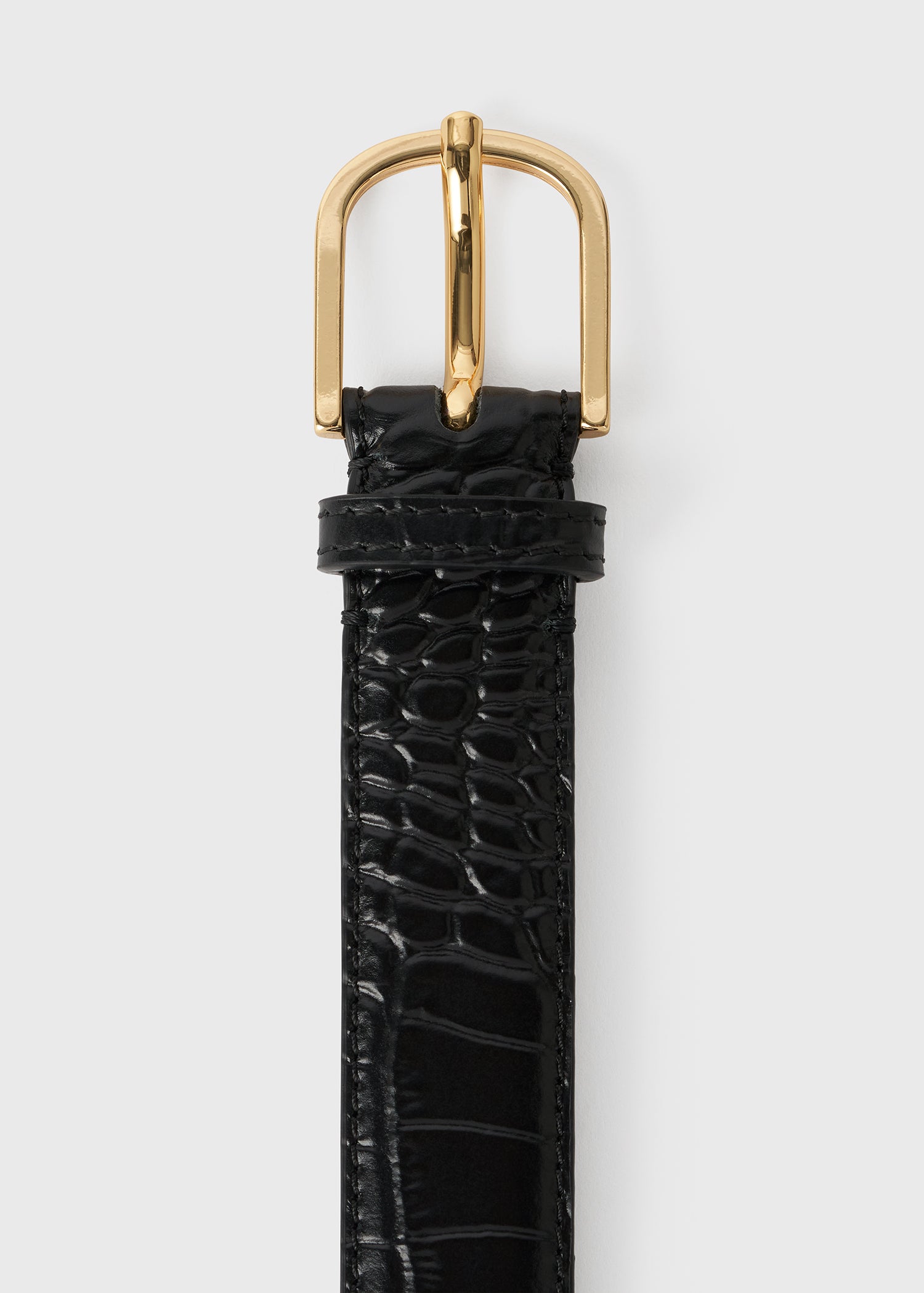 Slim croco-embossed trouser belt black