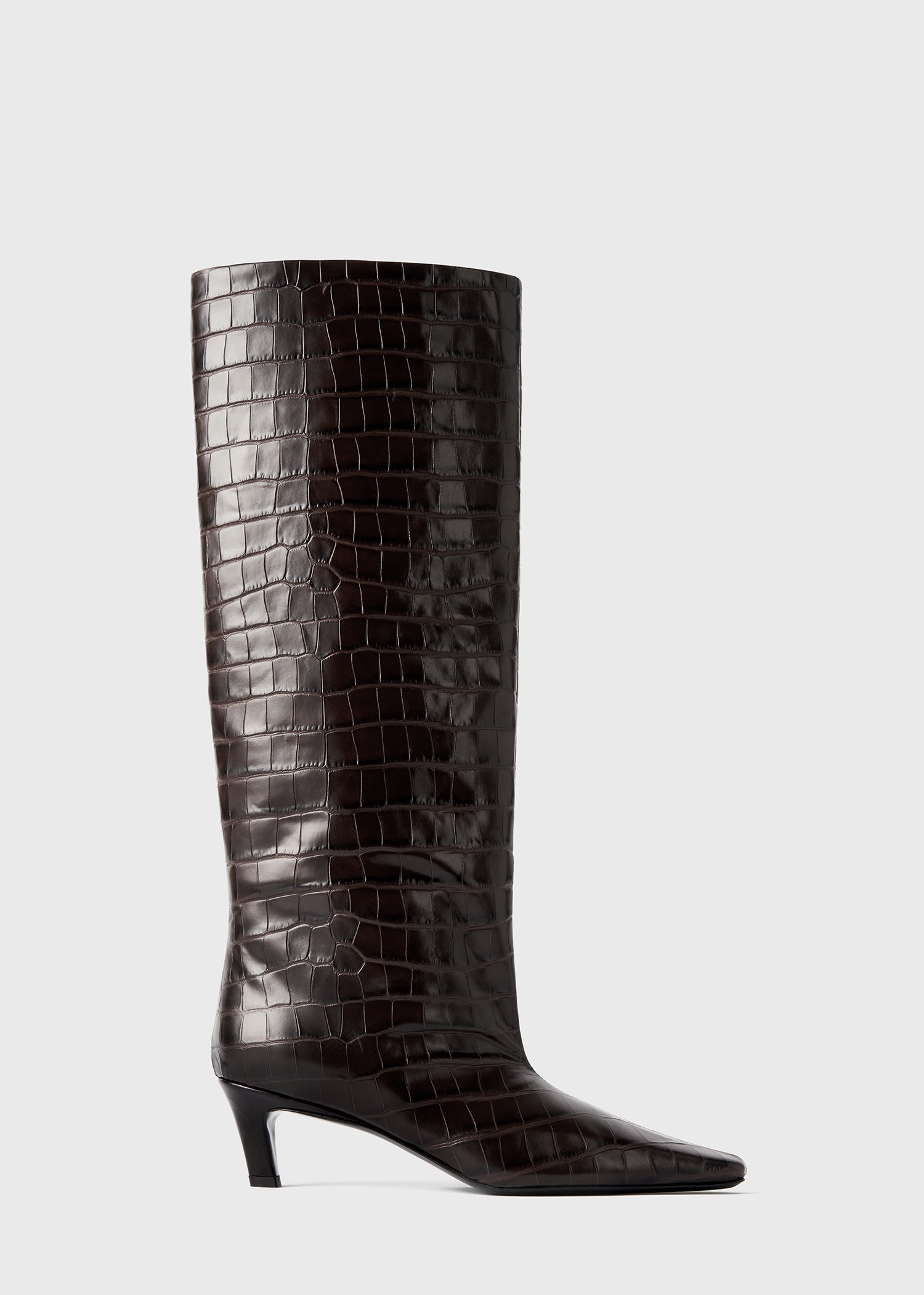Croco-embossed wide shaft boots dark brown from Toteme - $1,200