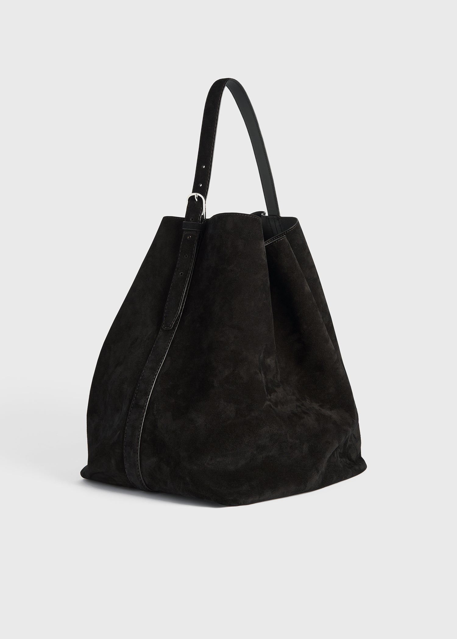 Belted suede tote espresso – TOTEME