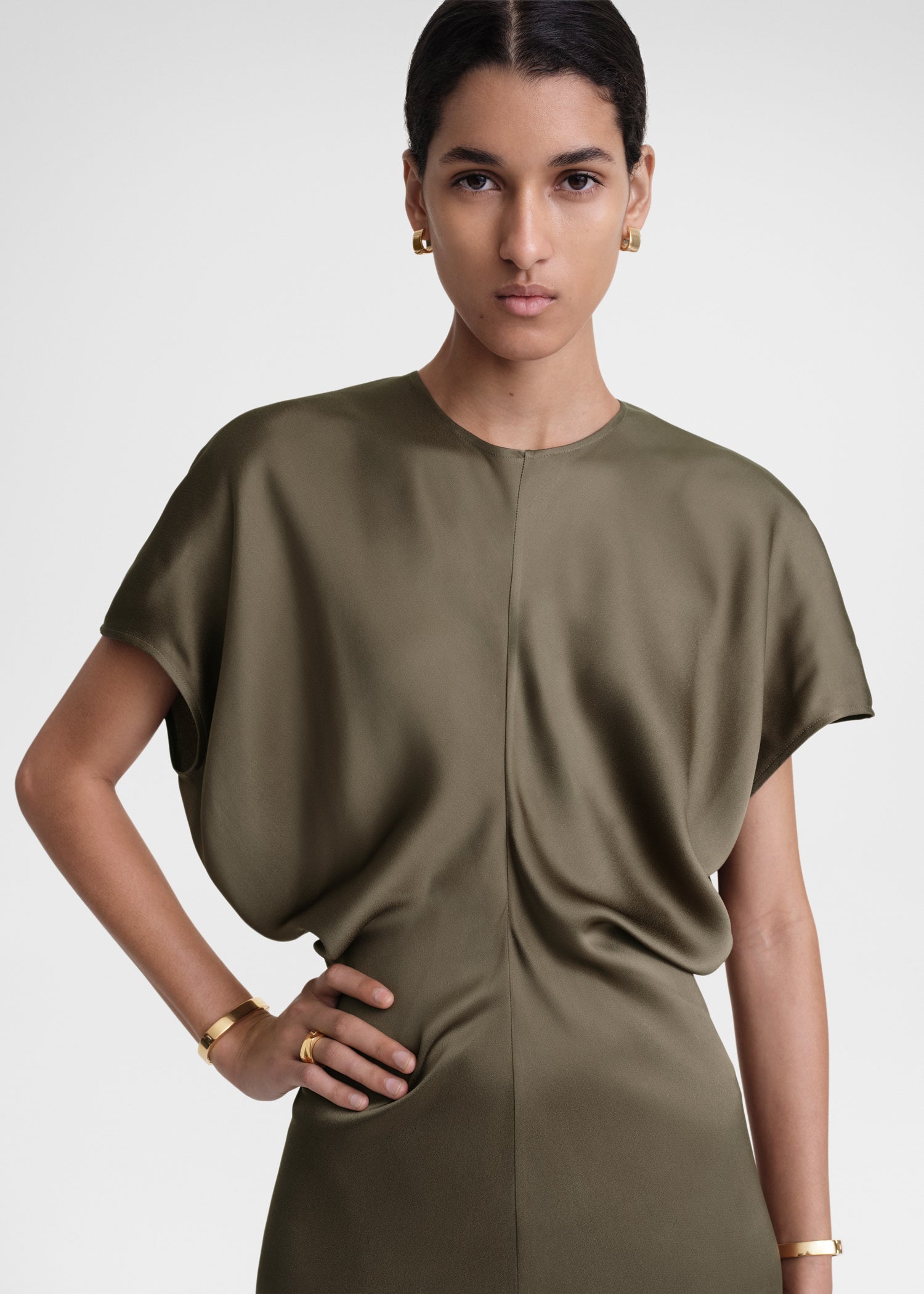 Slouch waist dress bay leaf