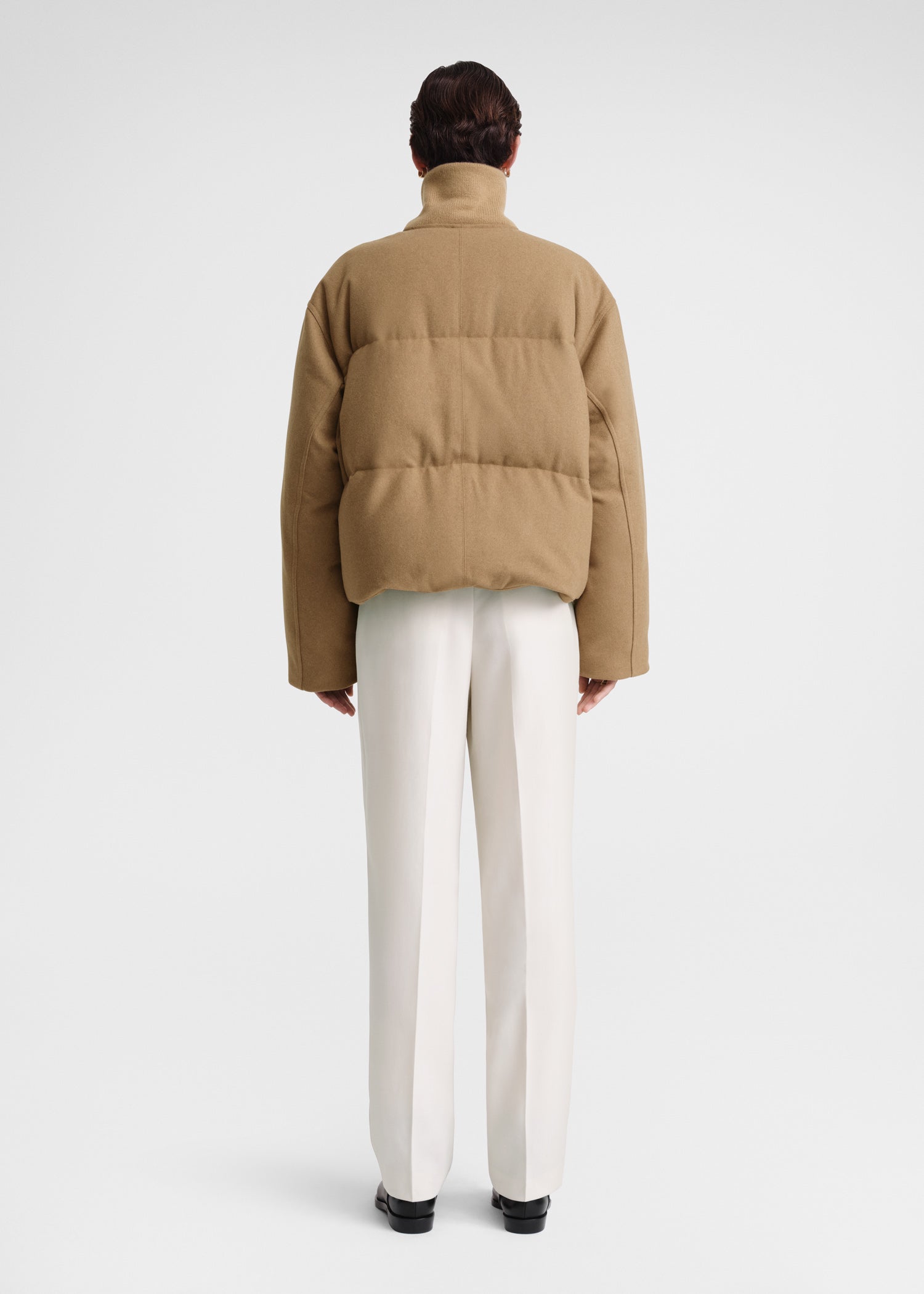 Flannel puffer jacket biscuit mélange