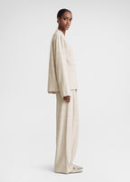 Monogram flannel pj top light beige melange