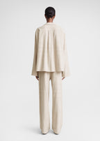 Monogram flannel pj top light beige melange