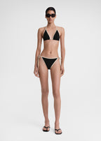 Stripe tie bikini top black