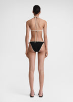 Stripe tie bikini top black