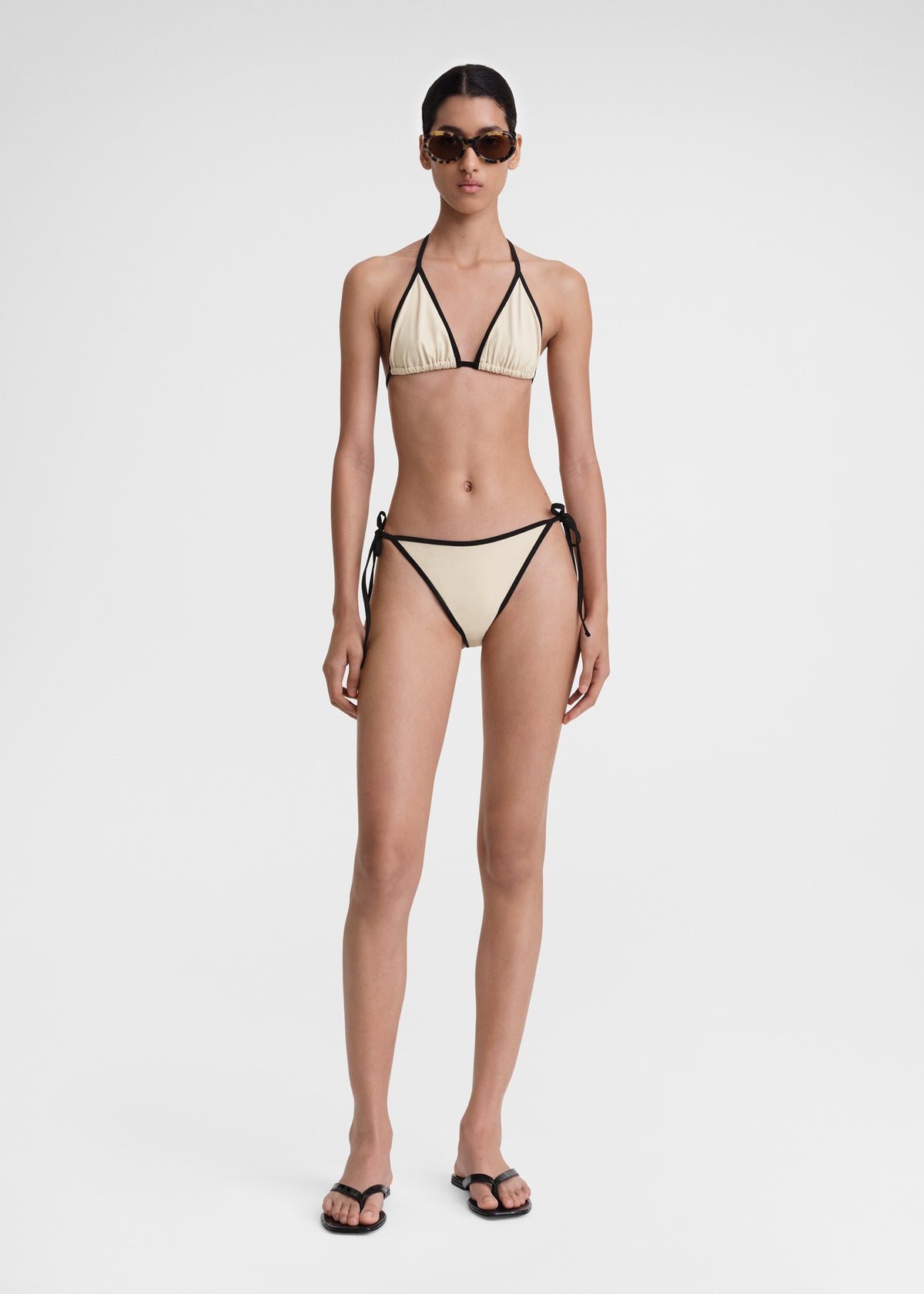 Stripe tie bikini top light hay