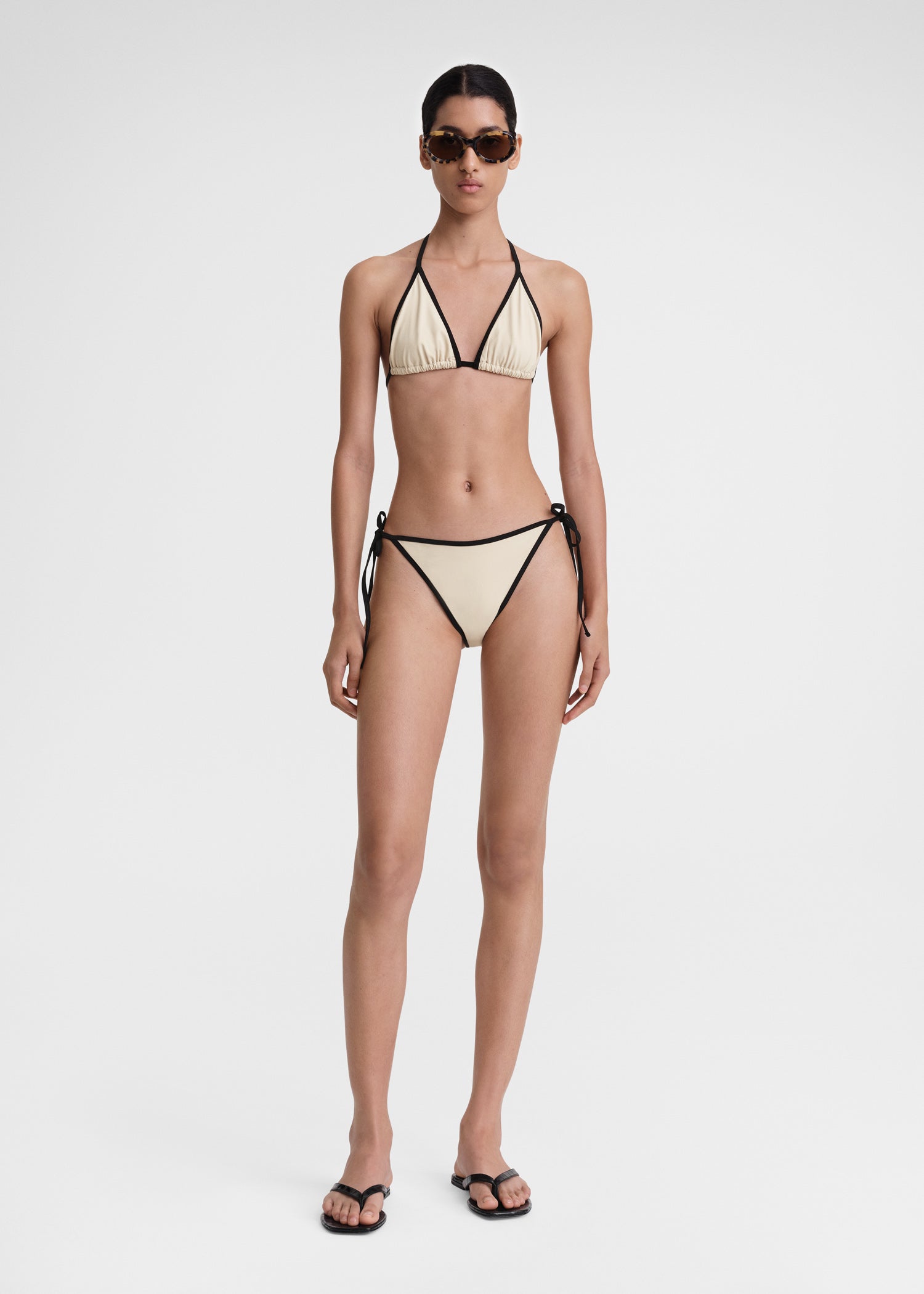 Stripe tie bikini top light hay