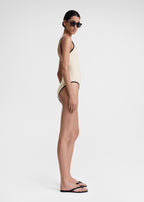 Stripe edge swimsuit light hay