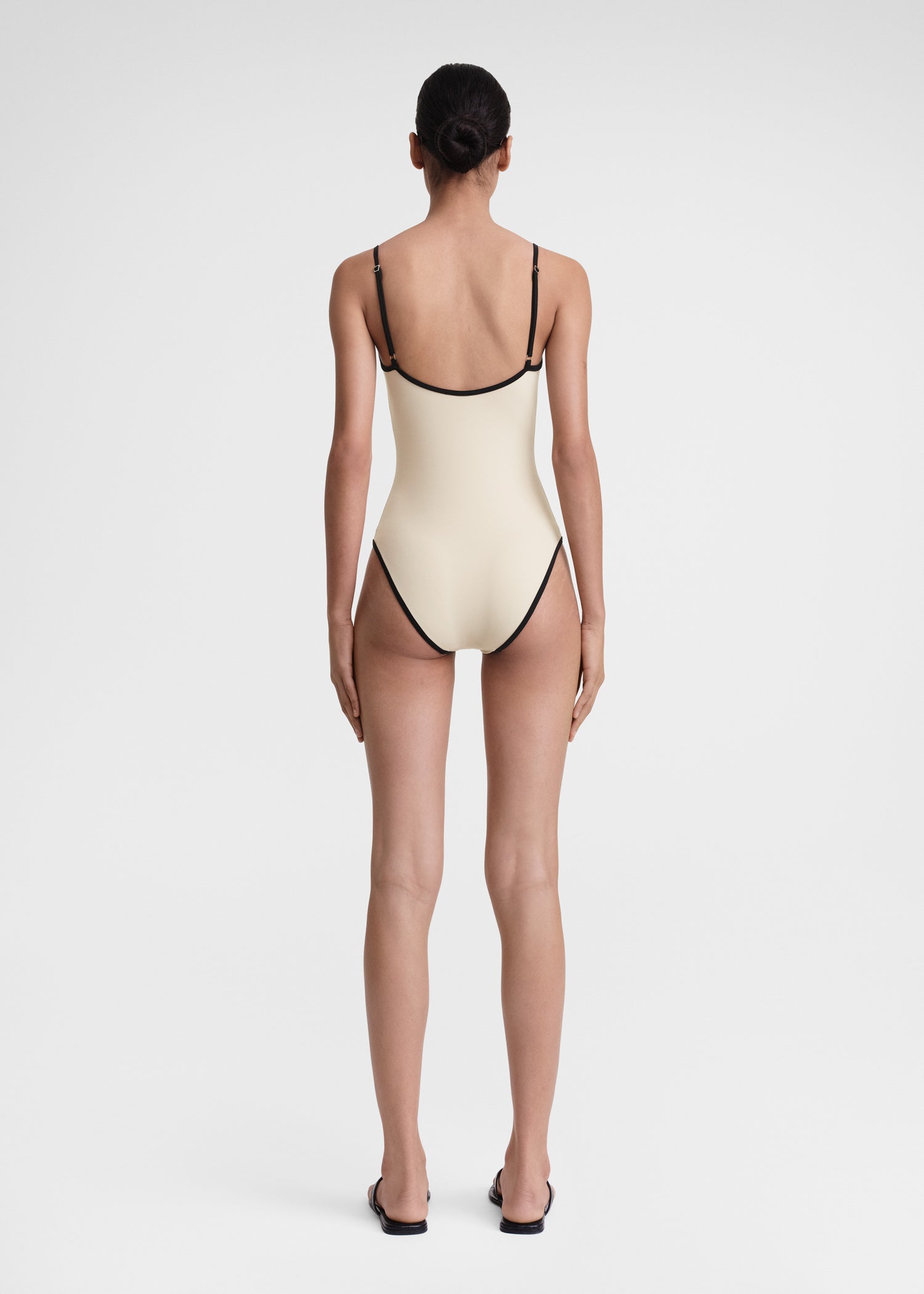 Stripe edge swimsuit light hay