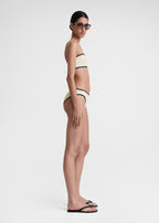 Stripe edge strapless bikini top light hay